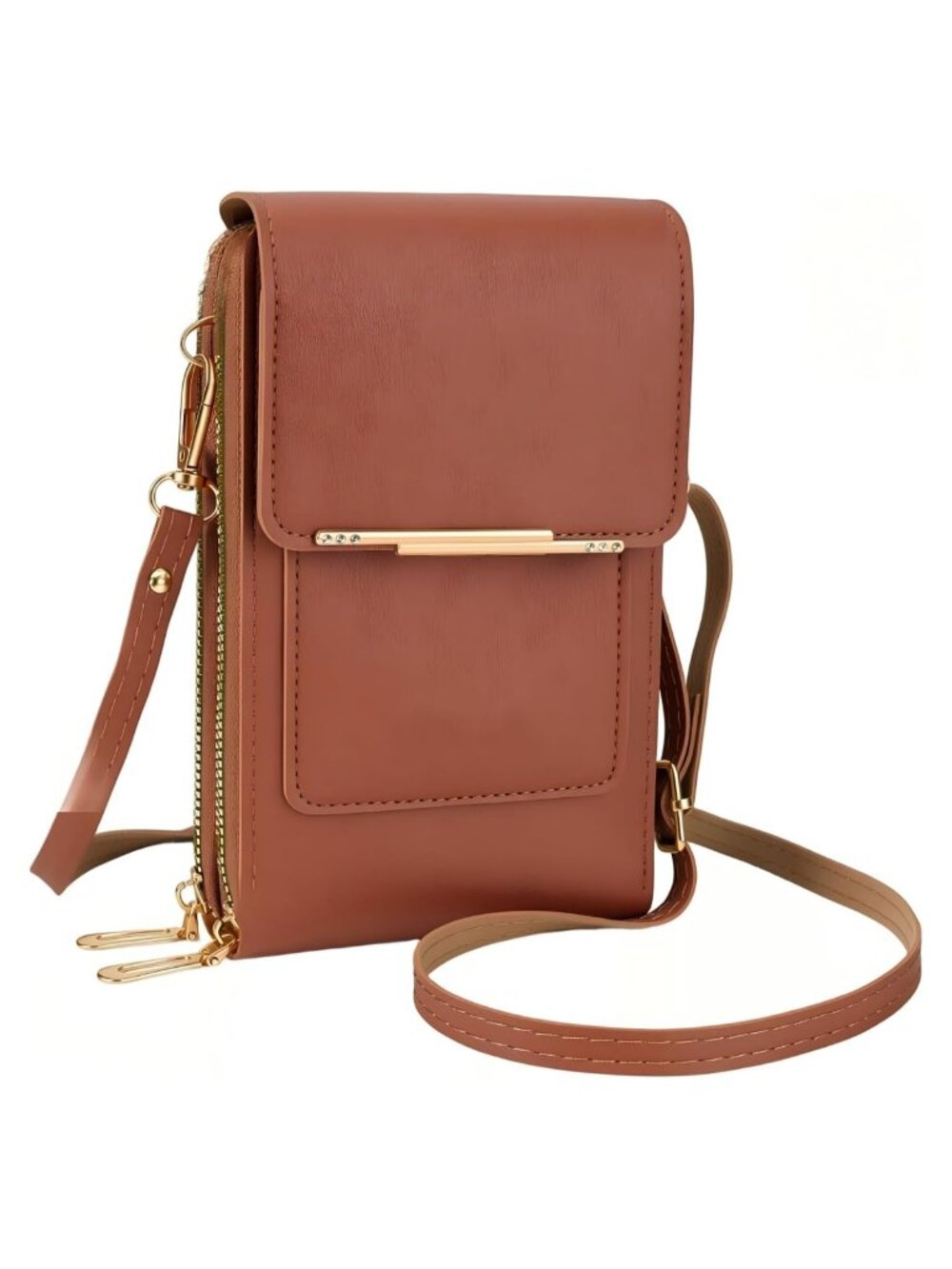 RFID Crossbody Phone Bag, Touch Screen PU Leather Messenger Purse